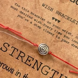 Red Wish String Bracelet Silver Spiral STRENGTH Adjustable Motivational SEALED